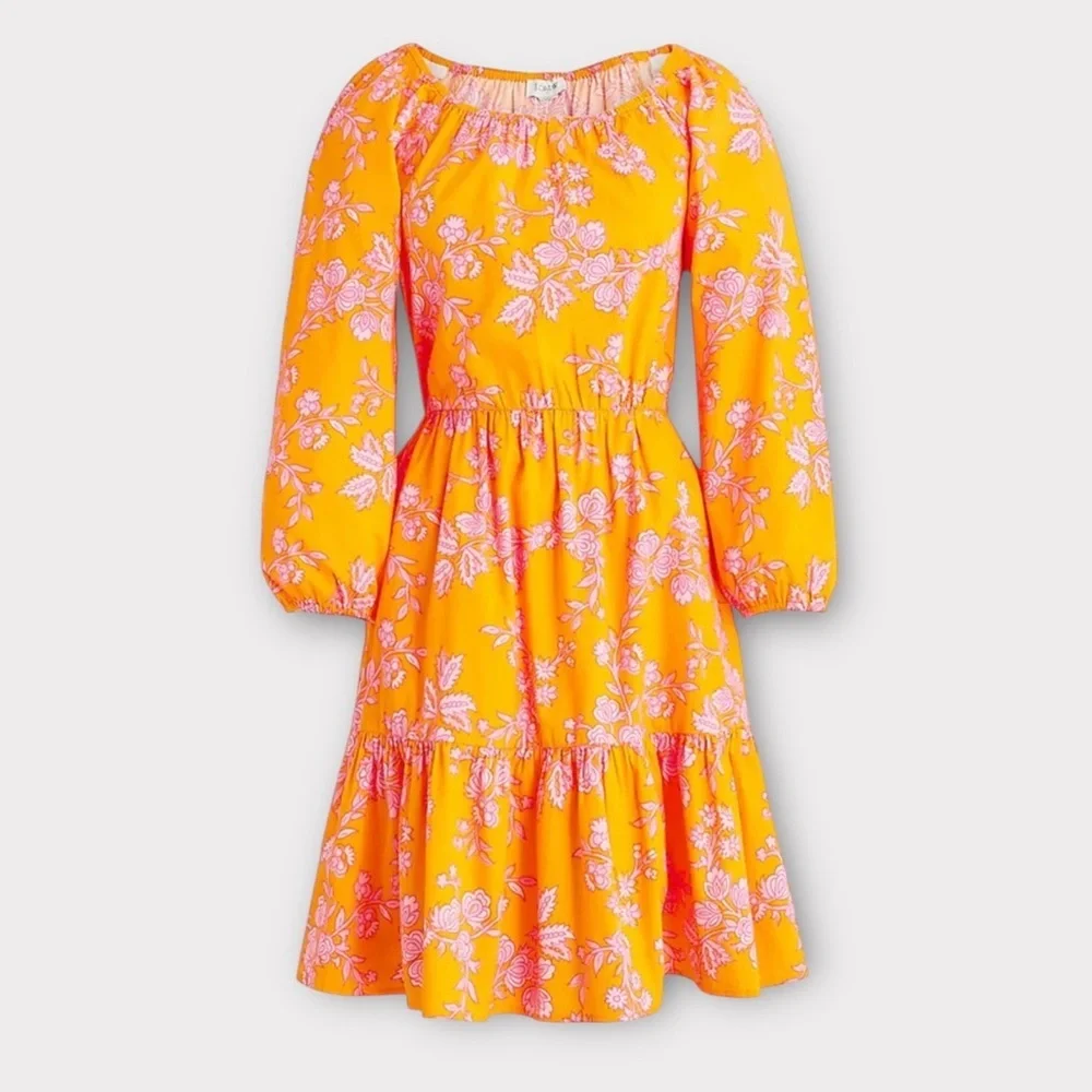 J Crew Orange floral scoop neck mini dress